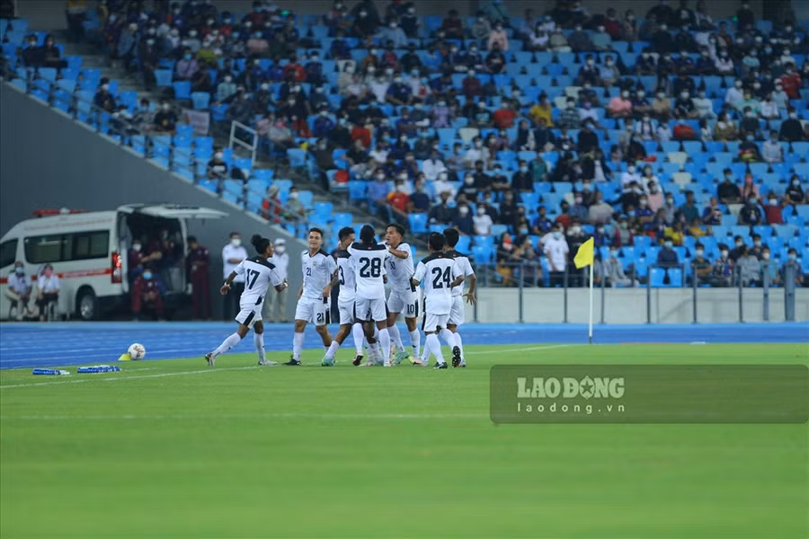 U23 Timor Leste ăn mừng bàn mở tỉ số. Ảnh: TV