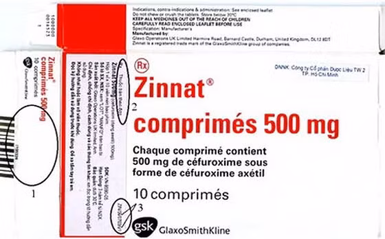 Một mẫu thuốc Zinnat giả bị cơ quan chức năng phát hiện