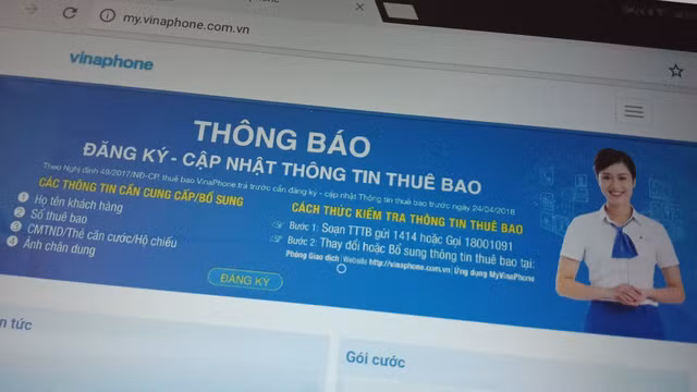 Nhà mạng Vinaphone cho phép khách hàng bổ sung thông tin thuê bao qua nhiều kênh trực tuyến.