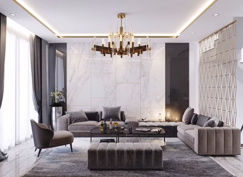 Ghế sofa bọc bằng lớp đệm dày, êm ái có thể co giãn theo vóc dáng người ngồi.