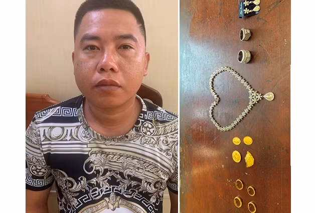 Lê Đức Vũ cùng tang vật Lê Đức Vũ cùng tang vật