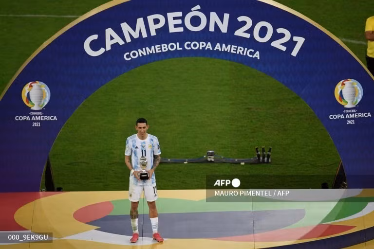  Di Maria ghi bàn quyết định giúp Argentina lên ngôi tại Copa America 2021. Ảnh: AFP