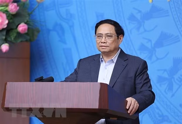 Thủ tướng Phạm Minh Chính kết luận Phiên họp lần thứ 18 Ban Chỉ đạo quốc gia phòng, chống dịch COVID-19. (Ảnh: Dương Giang/TTXVN)
