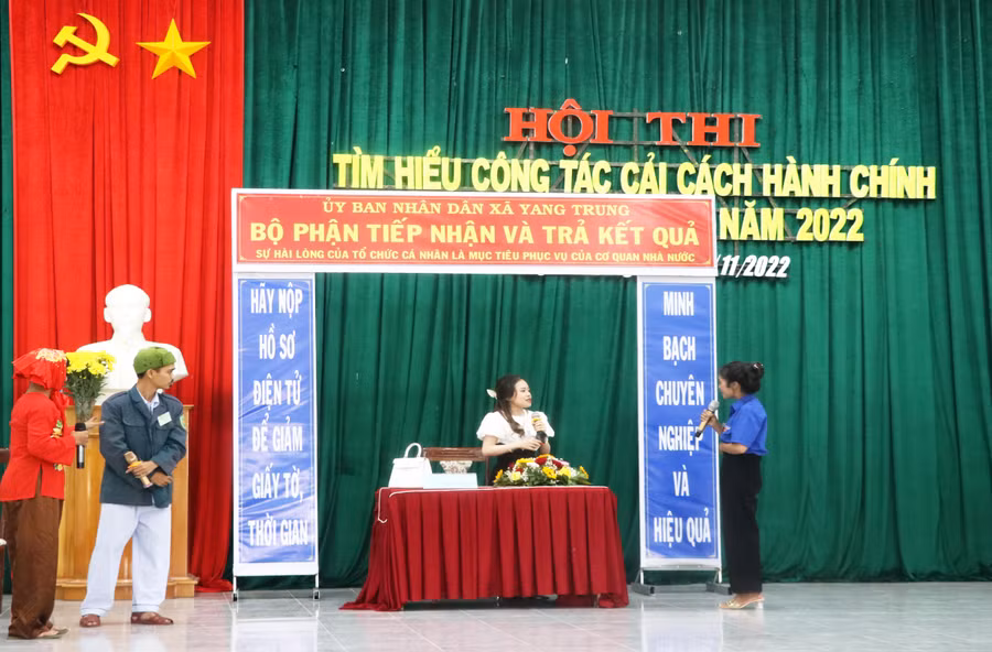 Phần dự thi của xã Yang Trung. Ảnh: Ngọc Minh