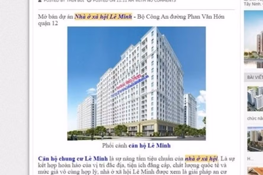 Một trang quảng cáo bán dự án 