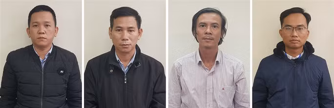 Các bị can (từ trái qua phải): Hoàng Trung Hậu; Nguyễn Tấn Chánh; Lê Công Bằng; Quách Văn Phúc