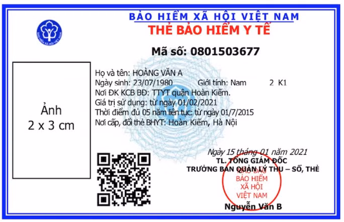 Mặt trước mẫu thẻ BHYT mới (Nguồn: BHXH Việt Nam)