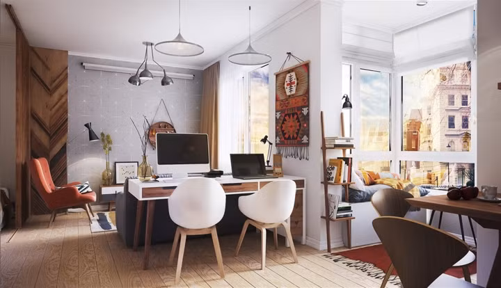 Chỉ rộng 44 m2, căn hộ này đòi hỏi một cách tiếp cận phù hợp để trang trí nội thất. Rất may, chủ nhà đã quyết định chọn phong cách Retro đơn giản để làm đẹp cho nơi mình sống.