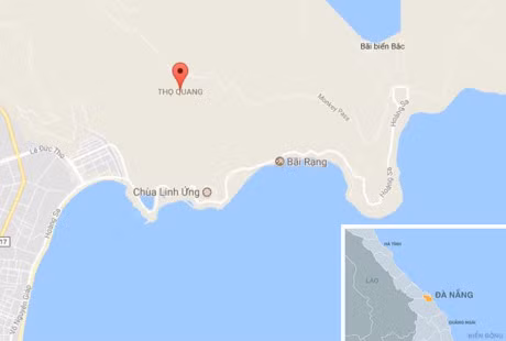 Khu vực núi Sơn Trà (Đà Nẵng), địa điểm nam sinh gặp nạn. Ảnh: Google Maps.