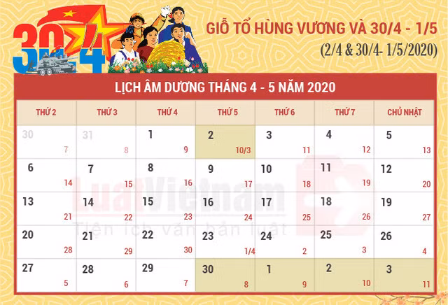 Trong dịp lễ năm nay, người lao động sẽ được nghỉ 4 ngày liên tiếp, từ ngày 30-4 đến hết ngày 3-5