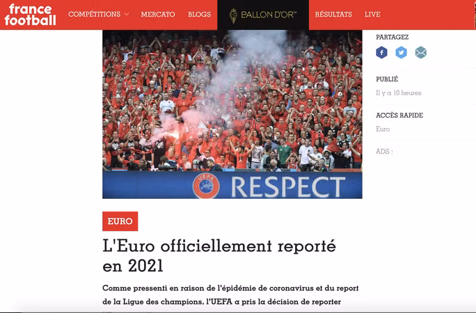 France Football mơ EURO trở lại rạng rỡ hơn sau m một năm nữa