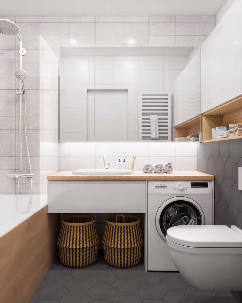 Phòng tắm hiện đại nhưng tiện lợi.