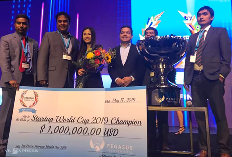 Abivin chiến thắng giải thưởng 1 triệu USD tại Startup World Cup 2019. Ảnh: Techfest Vietnam.