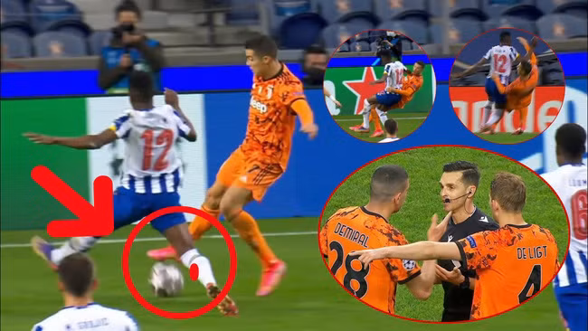 Pha va chạm khiến Ronaldo bực tức vì không được hưởng phạt đền
