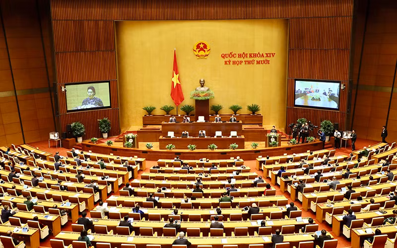 Quang cảnh Phòng họp Diên Hồng tại phiên khai mạc Kỳ họp thứ 10, Quốc hội khóa XIV-Ảnh QUANG HOÀNG/NDĐT