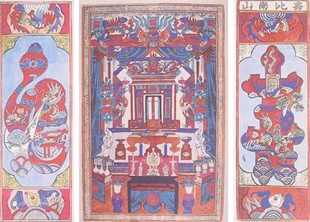 Tranh dân gian Hàng Trống: Tranh Hương Chủ và câu đối Phúc-Thọ. (Nguồn:Vietnam+)