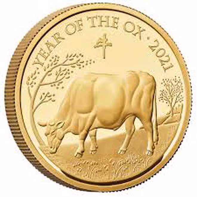 Đồng xu bằng vàng mừng năm Tân Sửu do Cơ quan Tiện tề Anh phát hành - Ảnh: Royalmint.com