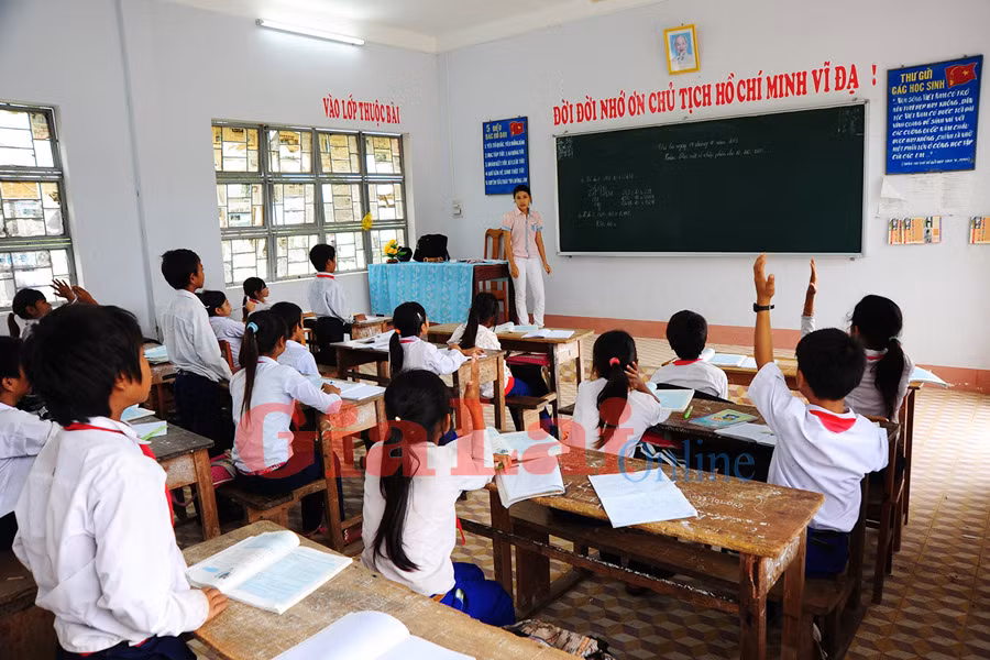 Một lớp học ở xã Krông Năng, huyện Krông Pa. Ảnh: Nguyễn Giác