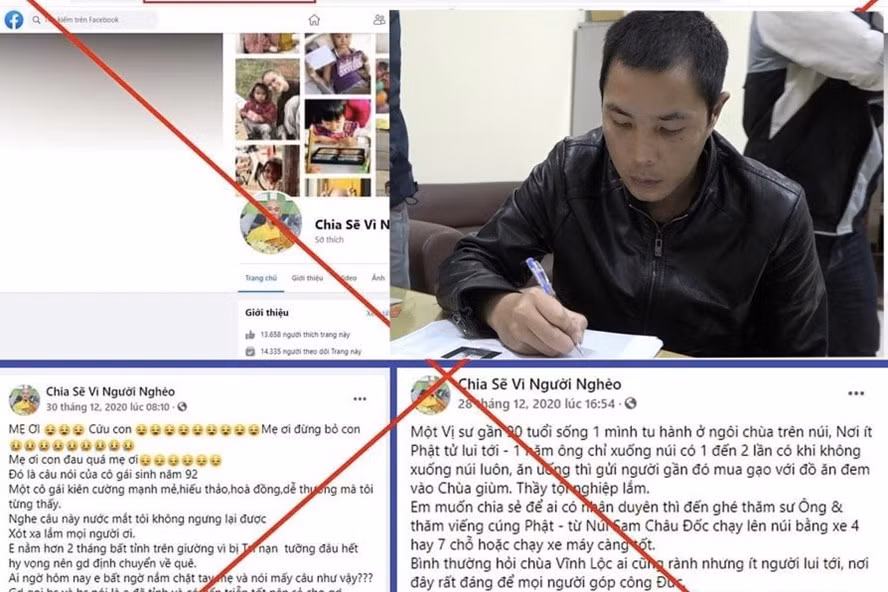 Đối tượng Đào Bá Lộc, 27 tuổi, cùng hai đồng phạm tạo Fanpage Chia sẻ vì người nghèo dụ các nhà hảo tâm ủng hộ tiền để chiếm đoạt hơn 600 triệu đồng. Ảnh CQCA Đối tượng Đào Bá Lộc, 27 tuổi, cùng hai đồng phạm tạo Fanpage Chia sẻ vì người nghèo dụ các nhà hảo tâm ủng hộ tiền để chiếm đoạt hơn 600 triệu đồng. Ảnh CQCA