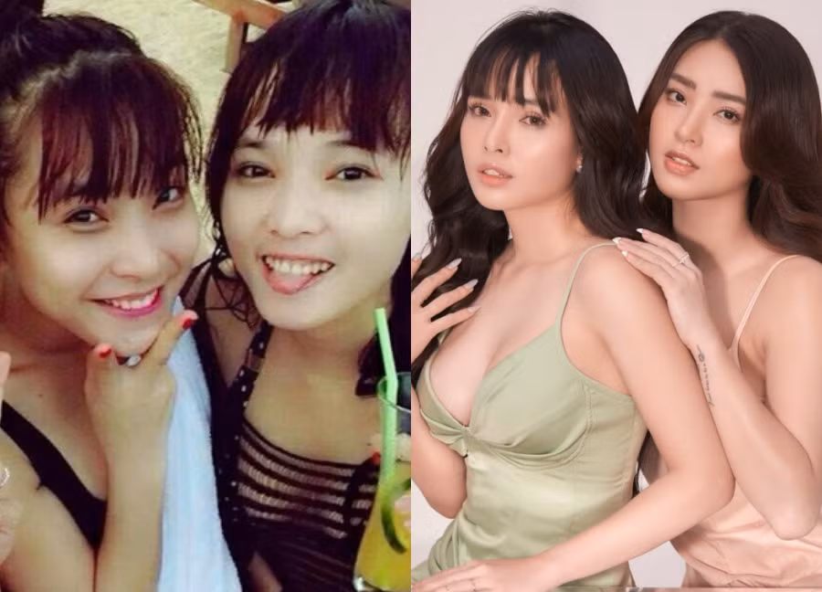 Mới đây, ca sĩ Hải Băng và Việt Huê đăng tải hình ảnh kỷ niệm tình bạn của mình. Hai bức ảnh được ghép để fan so sánh cách đây 10 năm và ở hiện tại. ẢNH: NVCC