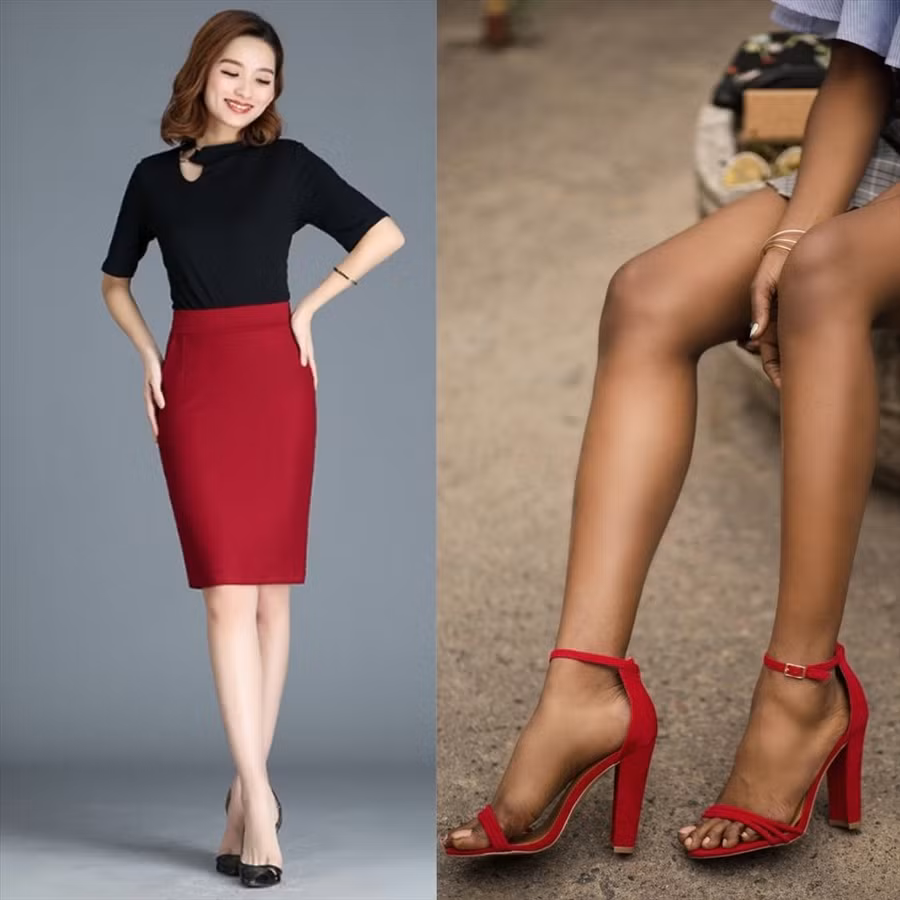 Váy bút chì, giày cao gót một trong những nguyên nhân làm bạn bị đau lưng dưới. Đồ họa: Hoàng Biên