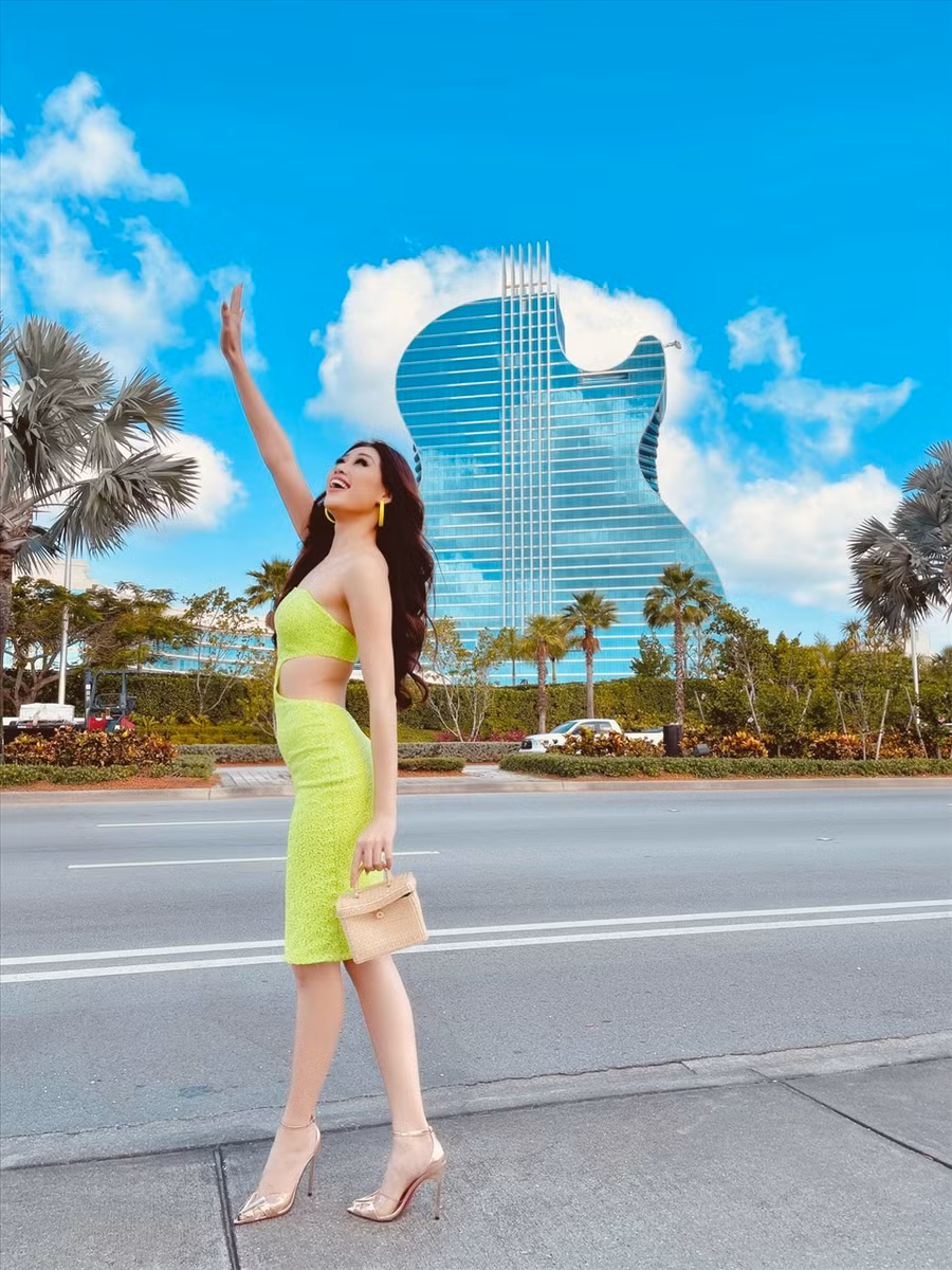 Lần đầu đặt chân đến Mỹ, Khánh Vân nhanh chóng hoà nhập với nếp sống và không khí nơi đây. Người đẹp sinh năm 1995 cũng nhanh chóng làm quen với múi giờ để “đồng hồ sinh học” không bị đảo lộn. Ảnh: NVCC.