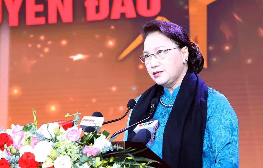 Chủ tịch Quốc hội Nguyễn Thị Kim Ngân phát biểu tại chương trình. (Ảnh: Trọng Đức/TTXVN)