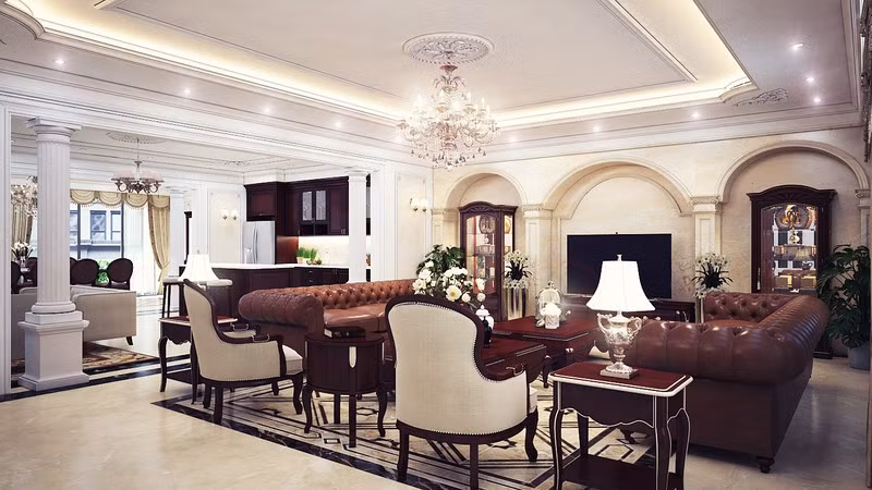 Hệ thức cột iconic thường sử dụng trong các lâu đài, biệt thự Pháp cũ, nay lại xuất hiện một cách “duyên dáng” trong căn hộ thời hiện đại.