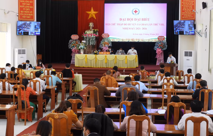  Quang cảnh Đại hội đại biểu Hội Chữ thập đỏ huyện Ia Grai. Ảnh: Thanh Nhật