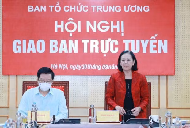 Trưởng Ban Tổ chức Trung ương Trương Thị Mai phát biểu chỉ đạo Hội nghị. (Ảnh: Phương Hoa/TTXVN)