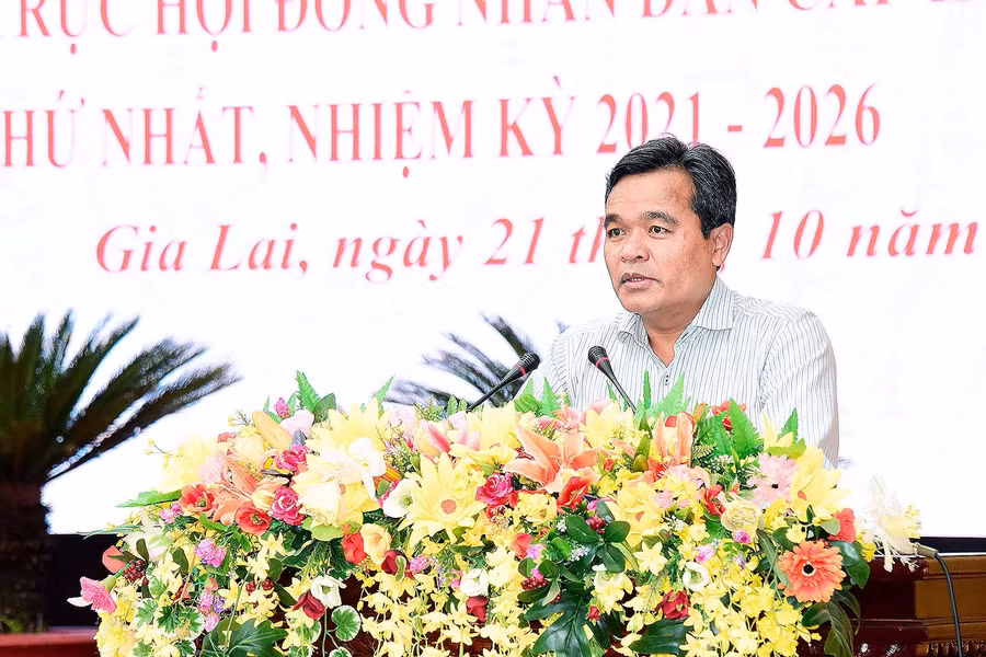 Bí thư Tỉnh ủy, Chủ tịch HĐND tỉnh phát biểu tại hội nghị. Ảnh: Đức Thụy