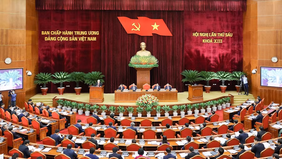 Hội nghị T.Ư 6 khóa XIII khai mạc sáng nay 3.10. Ảnh: Nhật Bắc