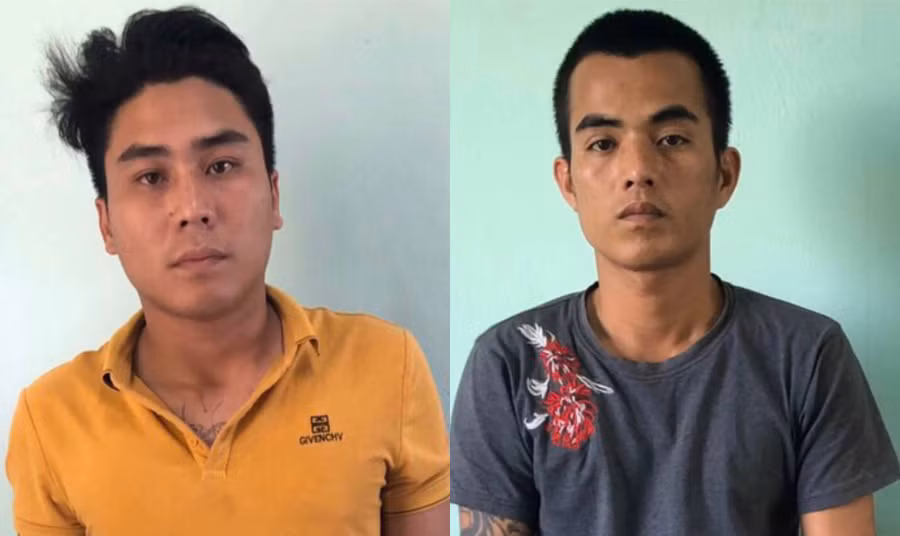 Trưởng và Nguyên (từ trái qua) tại Cơ quan Công an. Ảnh: Văn Ngọc 