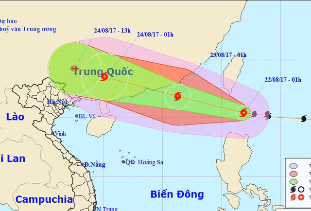 Vị trí và hướng di chuyển của bão Hato. Vị trí và hướng di chuyển của bão Hato.