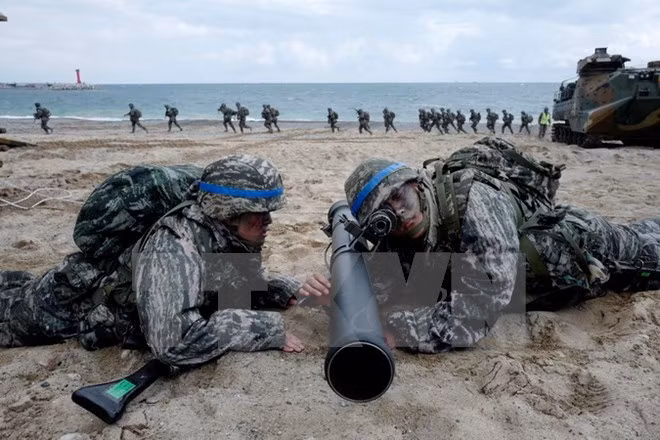 Các binh sỹ Hàn Quốc tham gia một cuộc tập trận.