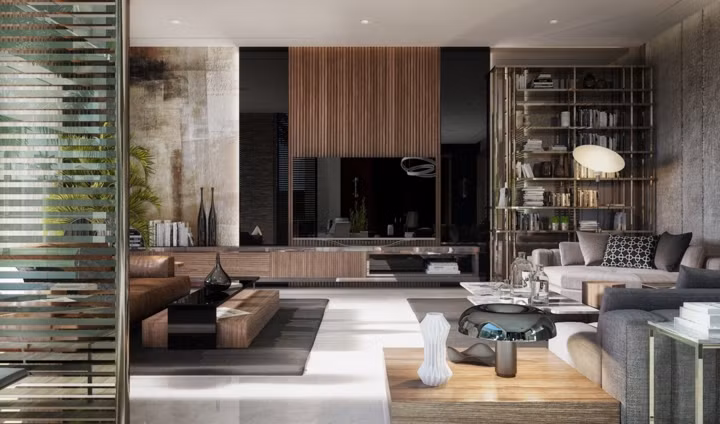  Một phòng khách lấy cảm hứng từ các yếu tố nghệ thuật hoàn hảo bởi các bảng màu trung tính