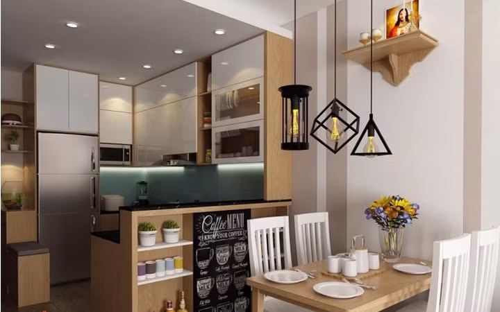 Phòng bếp đem lại cảm hứng dễ chịu như ngồi thư giãn ở một quán cà phê. Phòng bếp đem lại cảm hứng dễ chịu như ngồi thư giãn ở một quán cà phê.