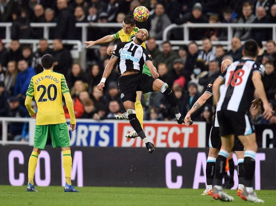 Newcastle (áo sọc) phải chống đỡ suốt trận. Ảnh: AFP