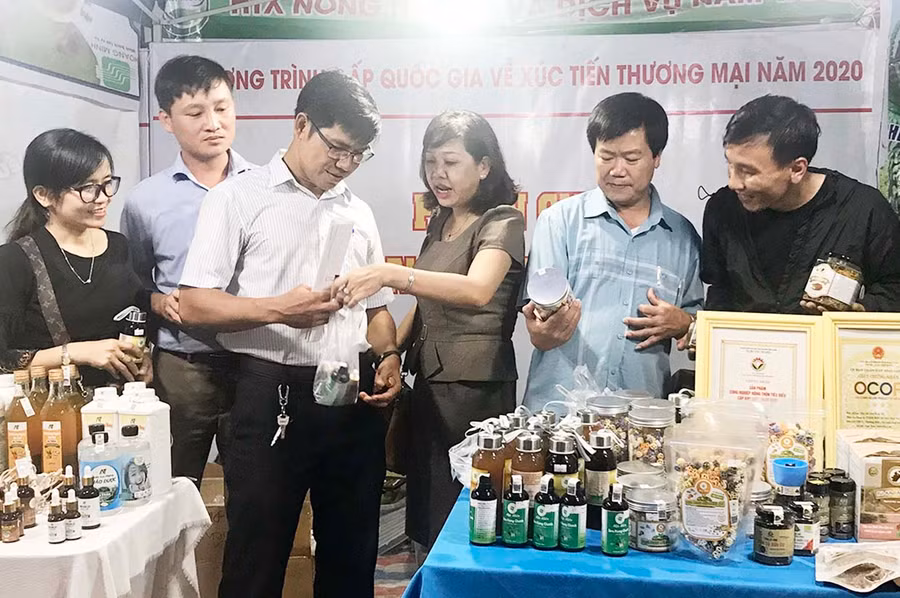 Phiên chợ hàng Việt về miền núi tại huyện Đức Cơ thu hút đông đảo người dân tham quan, mua sắm. Ảnh: Vũ Thảo