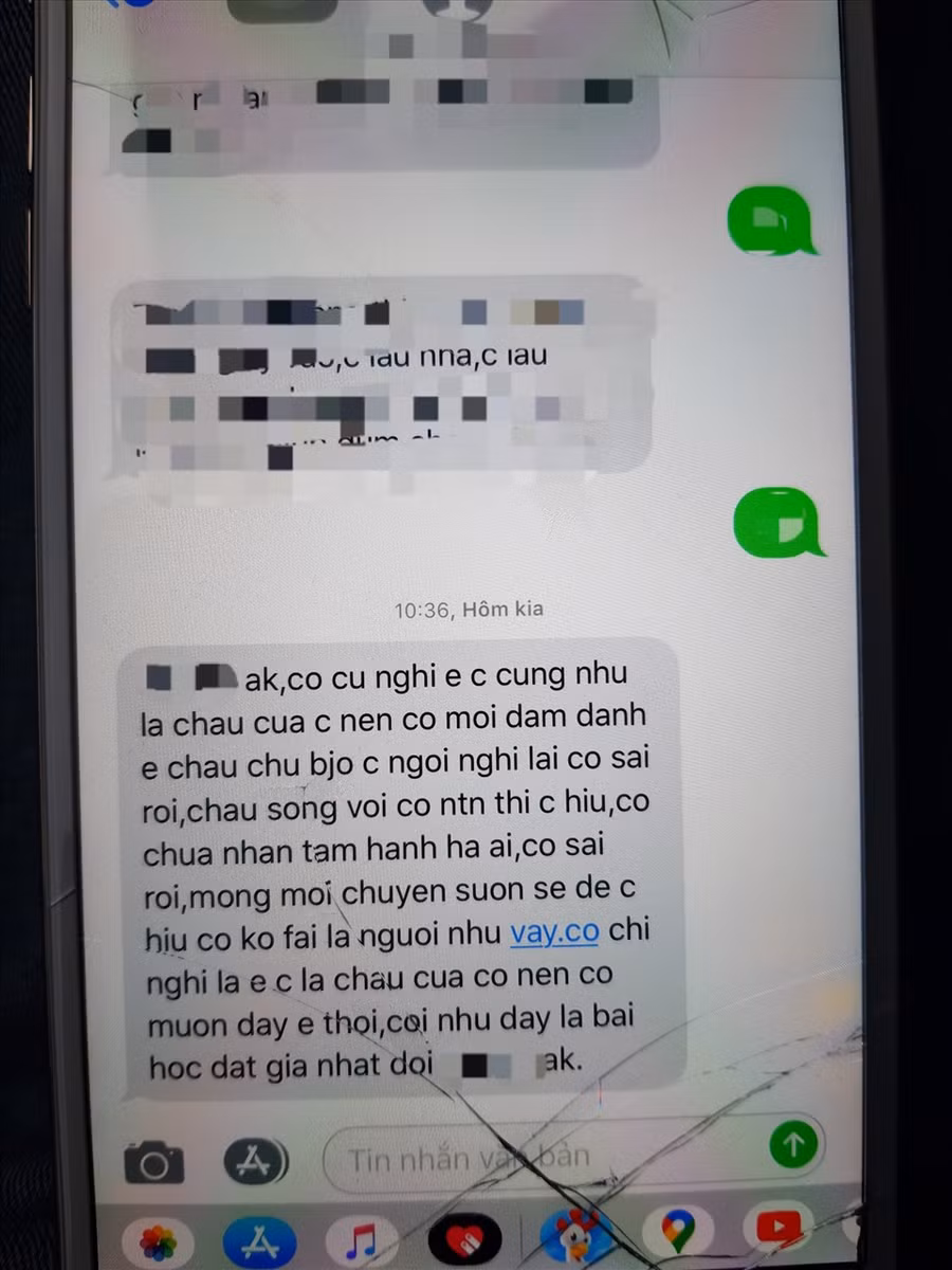 Hình ảnh tin nhắn được bà Tuyết gửi đến số điện thoại của Dương - anh trai Duy. Ảnh: PV Lao Động