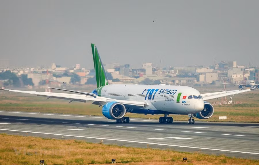 Bamboo Airways sẽ được phép thực hiện các chuyến bay thẳng tới Mỹ bằng máy bay thân rộng Boeing 787-9 Dreamliner. (Ảnh: CTV/Vietnam+) Bamboo Airways sẽ được phép thực hiện các chuyến bay thẳng tới Mỹ bằng máy bay thân rộng Boeing 787-9 Dreamliner. (Ảnh: CTV/Vietnam+)