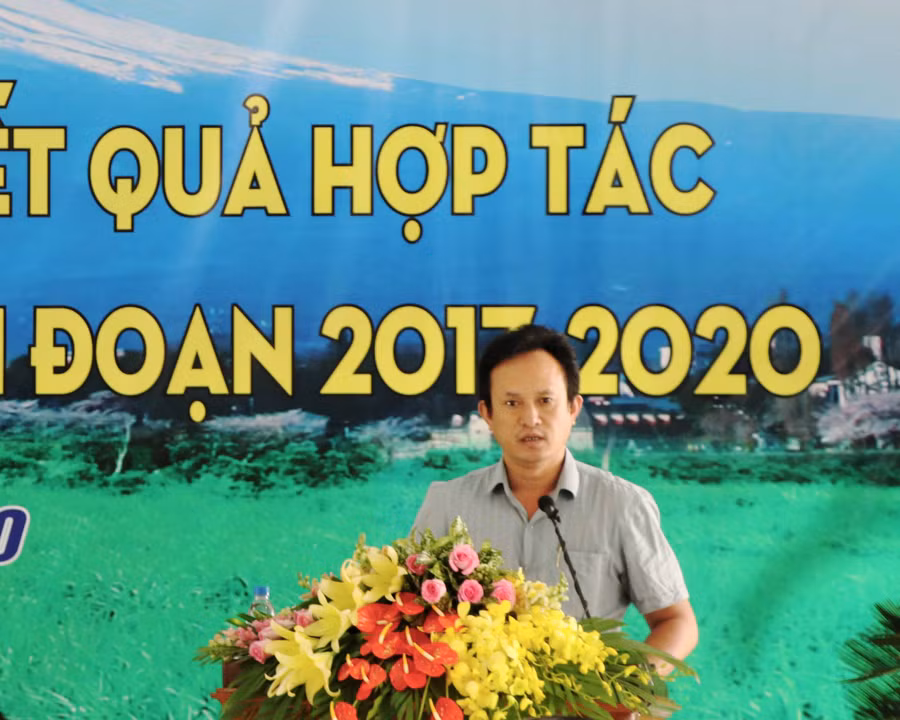 Ông Đoàn Ngọc Có-Phó Giám đốc Sở Nông nghiệp và PTNT tỉnh Gia Lai phát biểu tại hội nghị. Ảnh Ngọc Minh