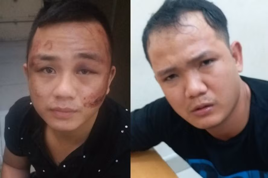 Phước (bên trái) và Thơ đang bị tạm giữ để điều tra hành vi trộm cắp tài sản. Ảnh: Công an cung cấp.