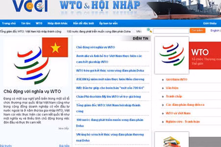 Giao diện trang www.trungtamwto.vn