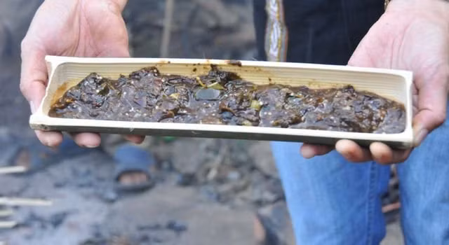 Canh thụt được đồng bào nơi đây nướng trong các ống lồ ô. Ảnh: amthuccuoituan