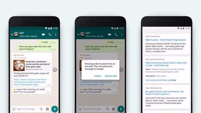WhatsApp tiếp tục thực hiện các biện pháp nhằm chống lại tin tức giả mạo ẢNH: WHATSAPP