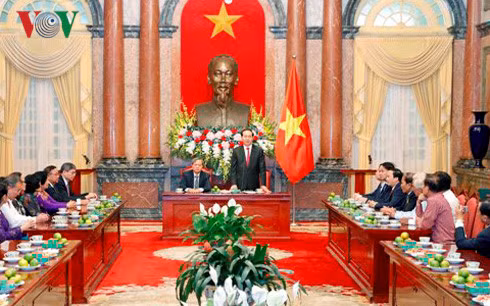 Chủ tịch nước Trần Đại Quang phát biểu tại buổi gặp mặt.