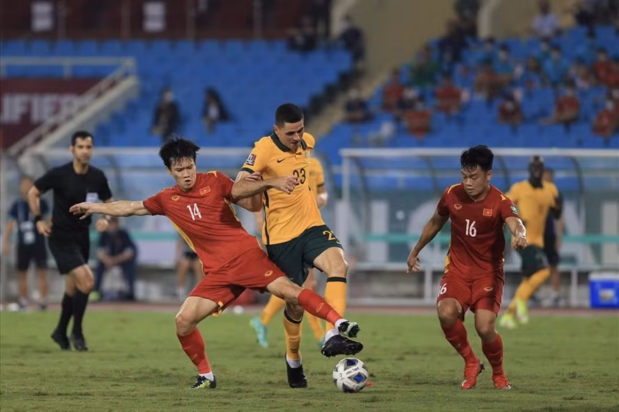 Tuyển Việt Nam gần như không còn nhiều hy vọng tại vòng loại World Cup 2022 sau trận thua Australia. Ảnh: Hoài Thu.
