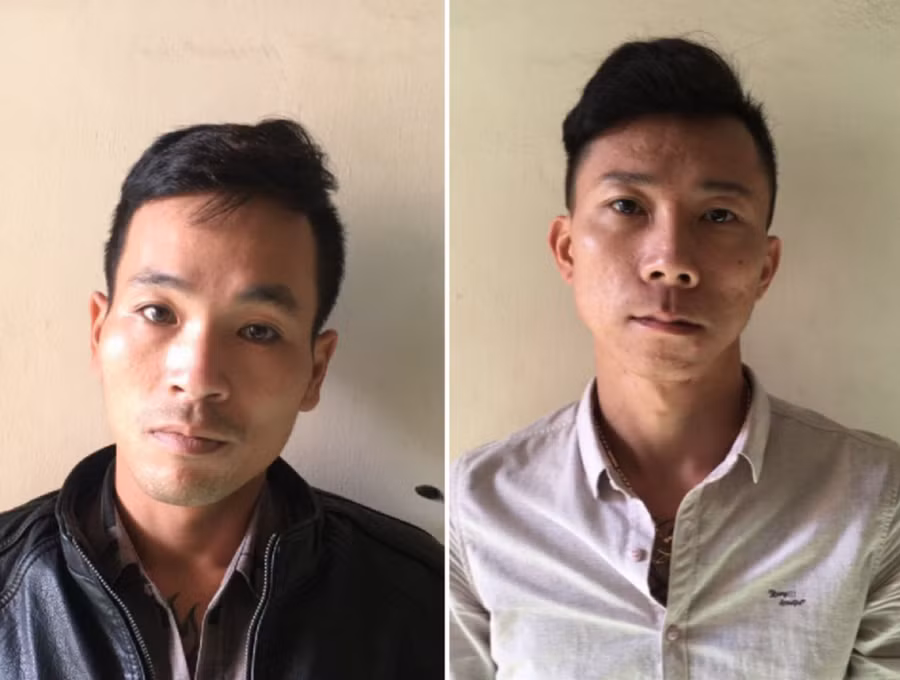 2 đối tượng Ngô Đình Nam (bìa trái) và Âu Chí Thiện tại cơ quan điều tra. Ảnh: Lê Anh 2 đối tượng Ngô Đình Nam (bìa trái) và Âu Chí Thiện tại cơ quan điều tra. Ảnh: Lê Anh