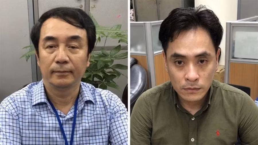 Các bị can Trần Hùng (trái) và Nguyễn Duy Hải. Ảnh Công an cung cấp
